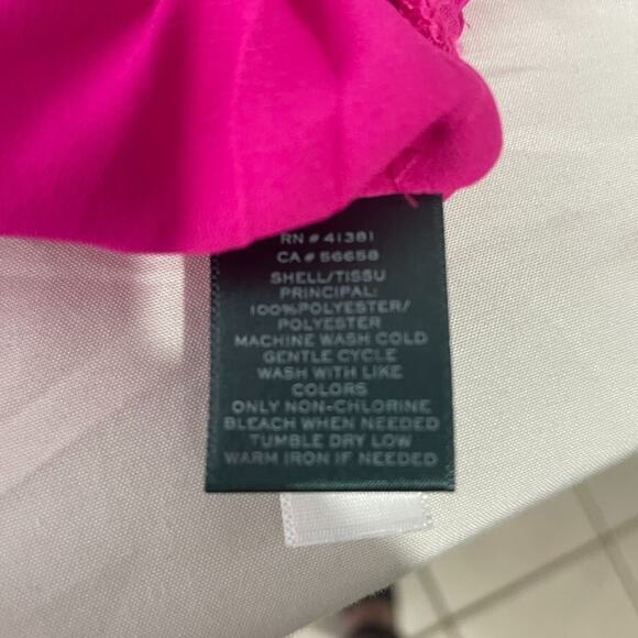 Ralph Lauren M Fuchsia Off Shoulder Blouse Top Ruffle Hem Romantic Boho - Picture 4 of 6